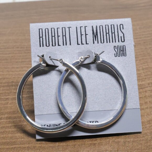 ROBERT LEE MORRIS SilverTone Classic Hoop Earrings Bestseller Gift Idea - Picture 1 of 3
